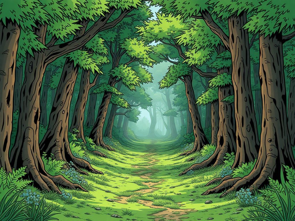 Upcoming comic cover showing a green forest path