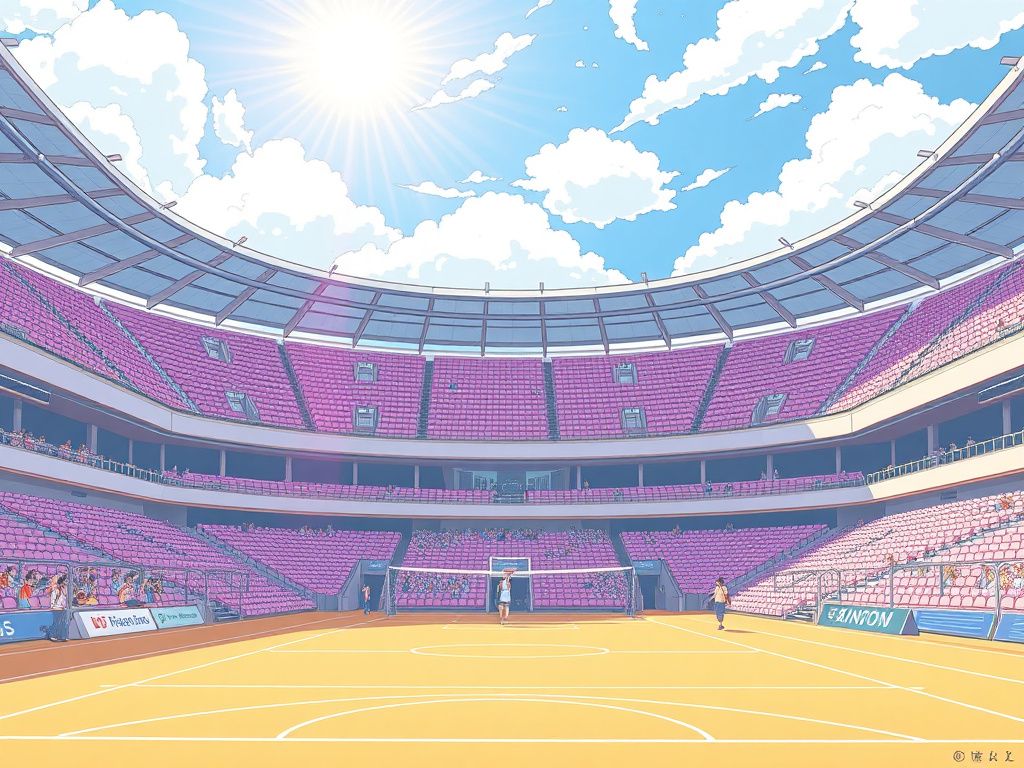 Classic Japanese sports comic cover on a bright stadium court